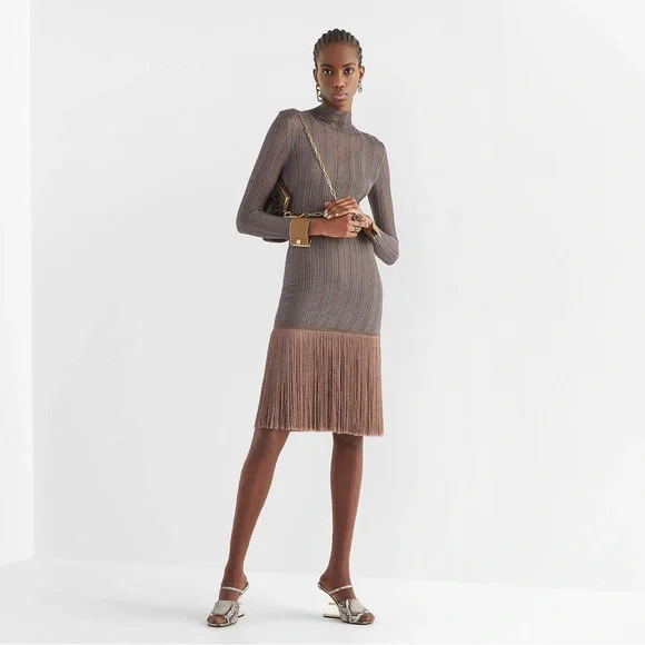 Fendi | Dresses | Fendi Brown Viscose Dress | Poshmark